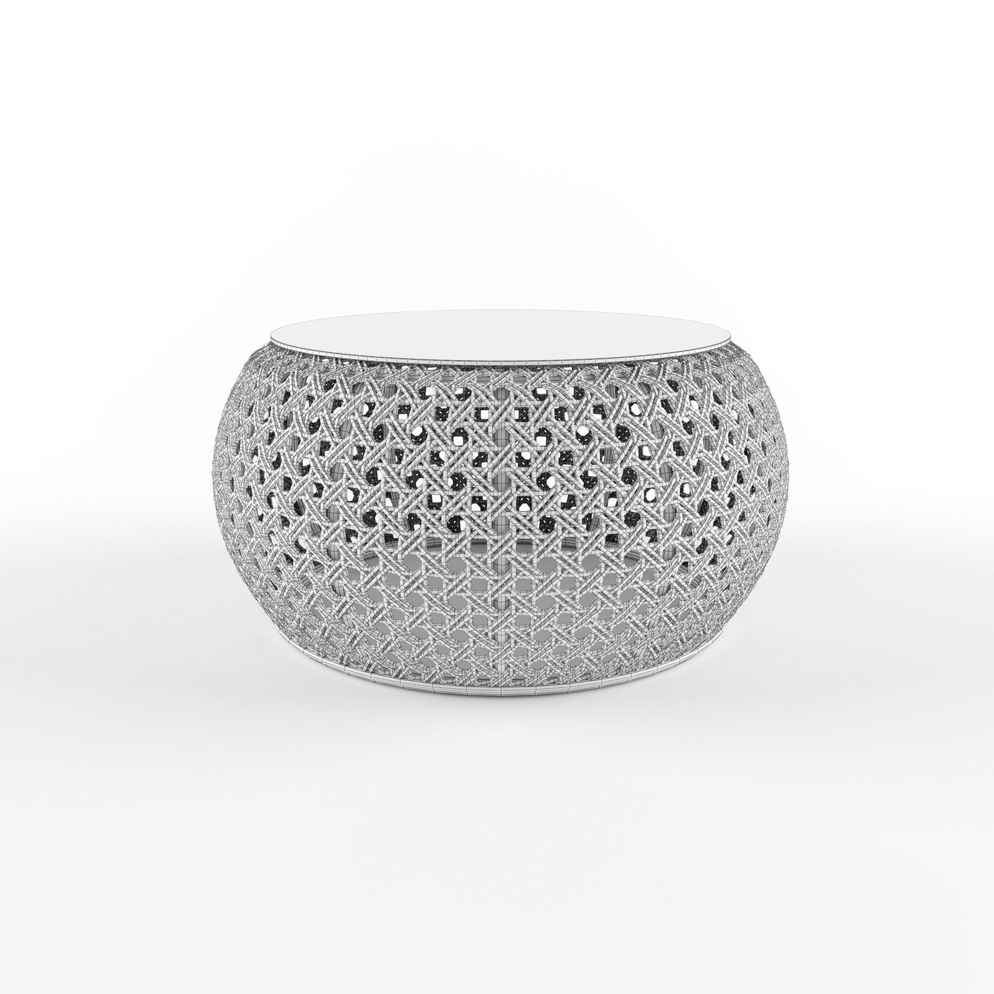 Rattan coffee table 80 Esther 3D model_1