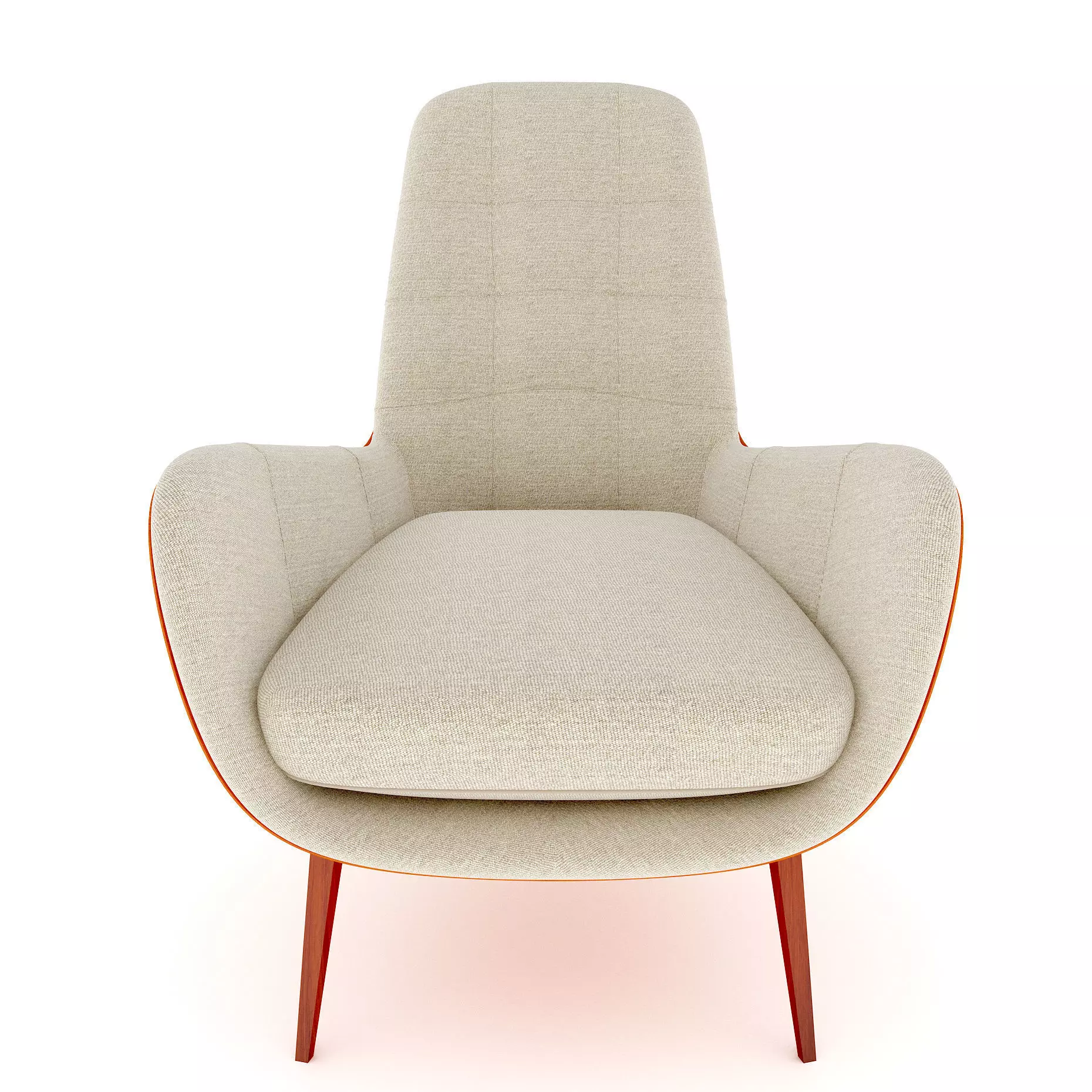 armchair lounge chair with fabric and wooden legs 3D model_0