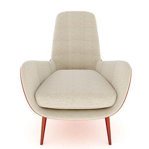 armchair lounge chair with fabric and wooden legs 3D model