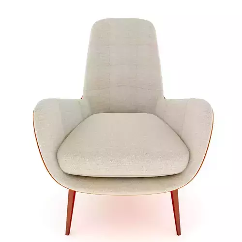 armchair lounge chair with fabric and wooden legs 3D model