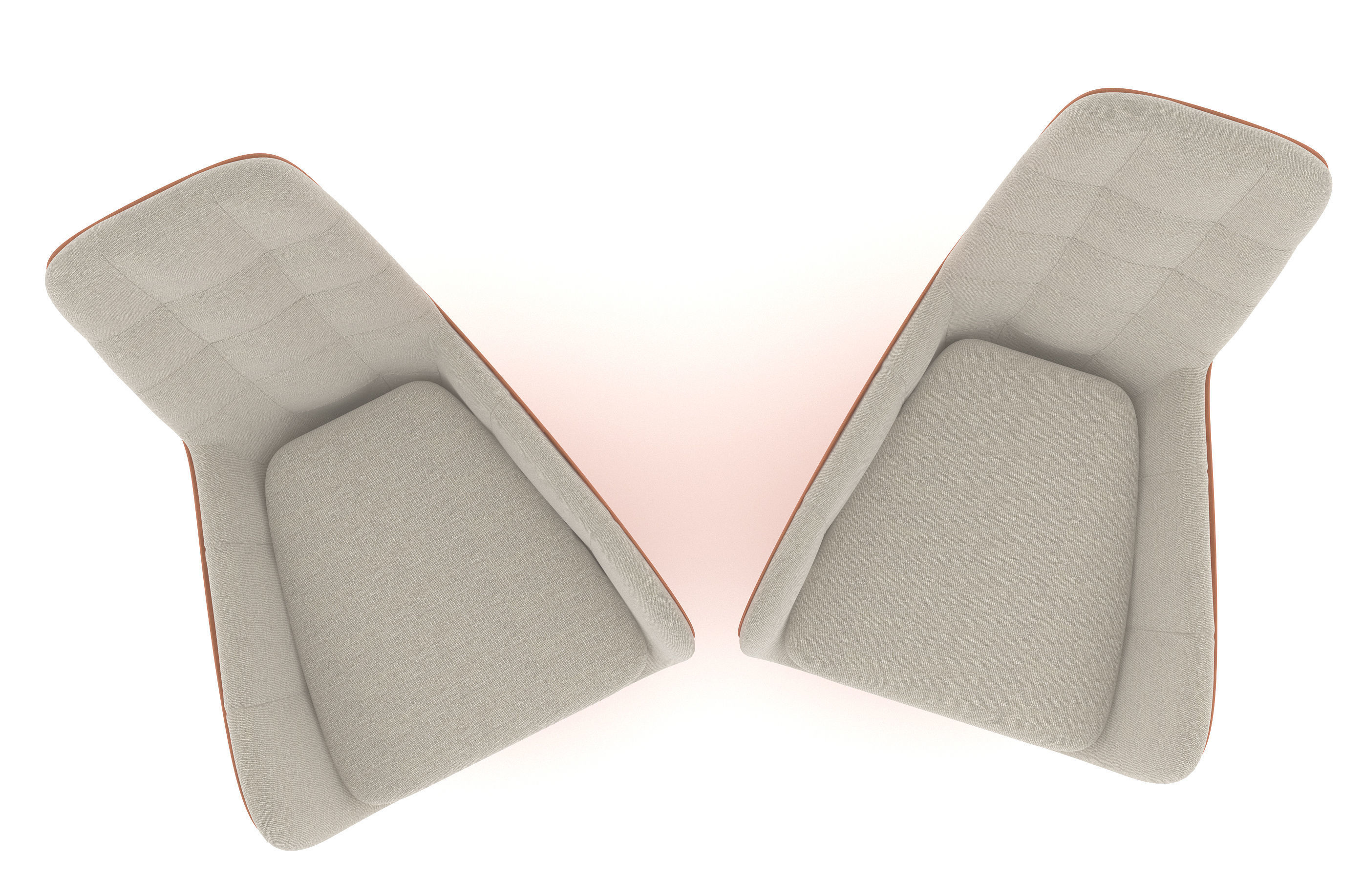 armchair lounge chair with fabric and wooden legs 3D model_3