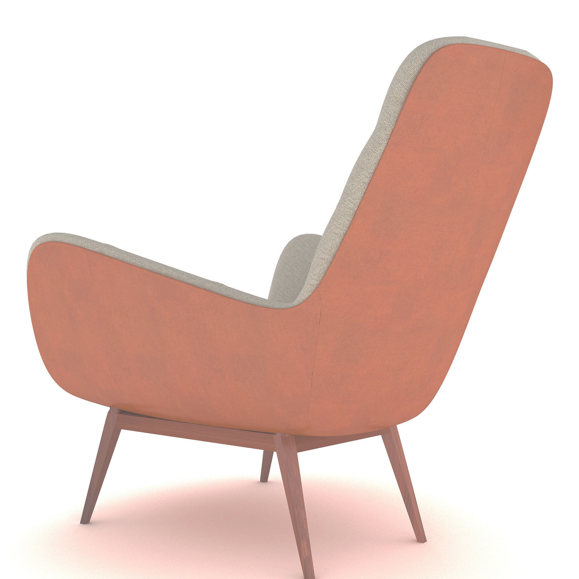 armchair lounge chair with fabric and wooden legs 3D model_2