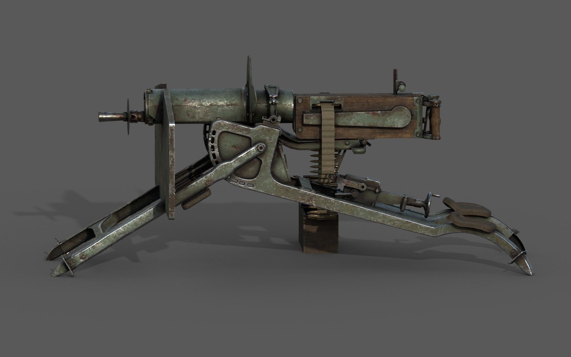 Maschinengewehr 08 -MG08 Low-poly 3D model_4
