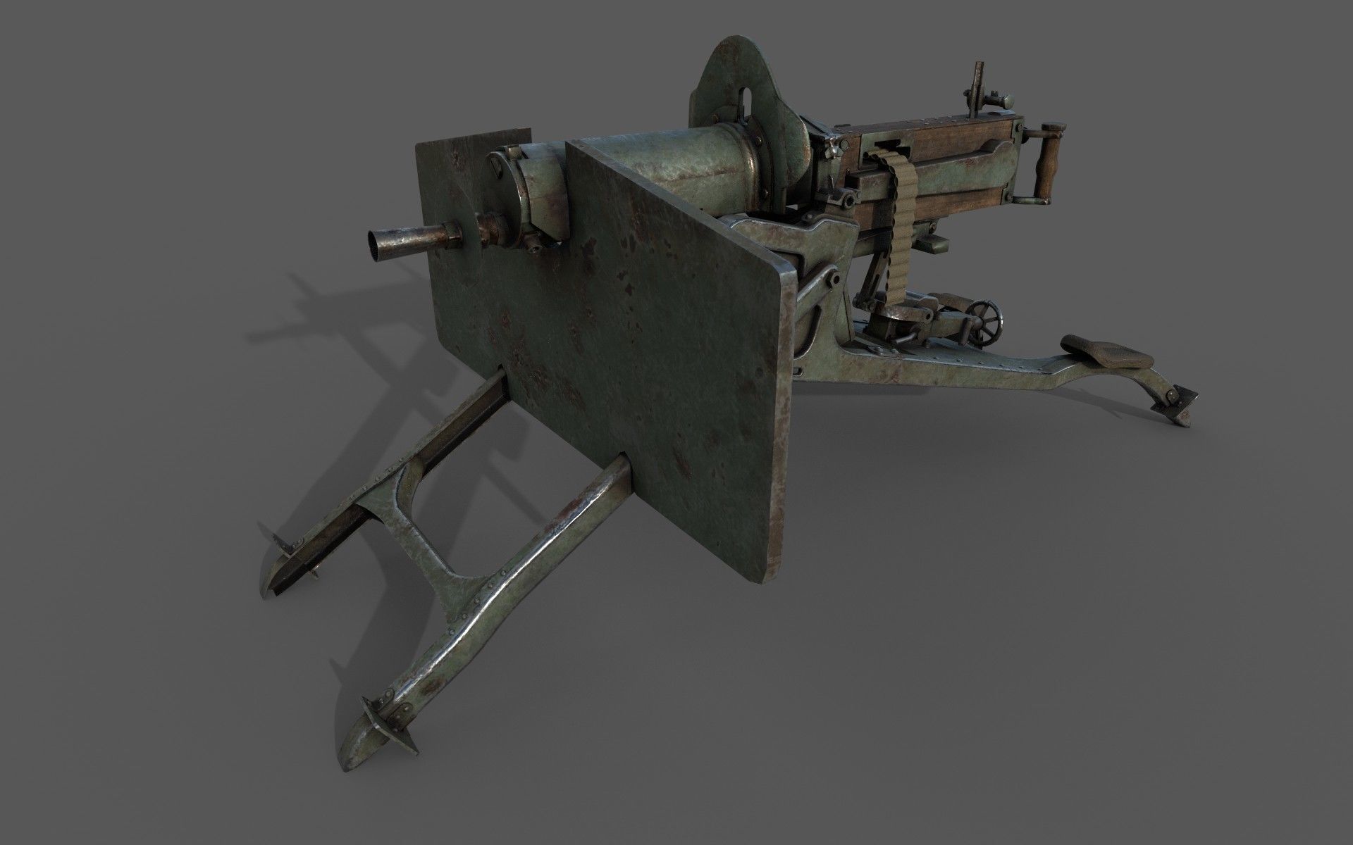 Maschinengewehr 08 -MG08 Low-poly 3D model_3