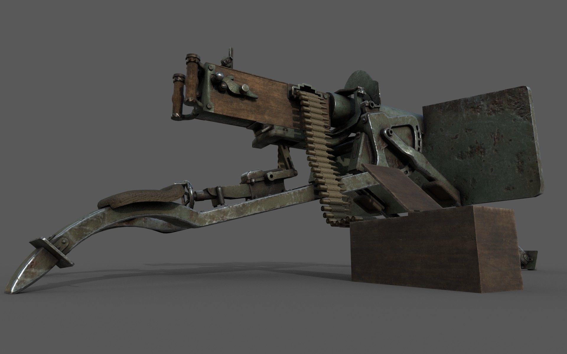 Maschinengewehr 08 -MG08 Low-poly 3D model_10
