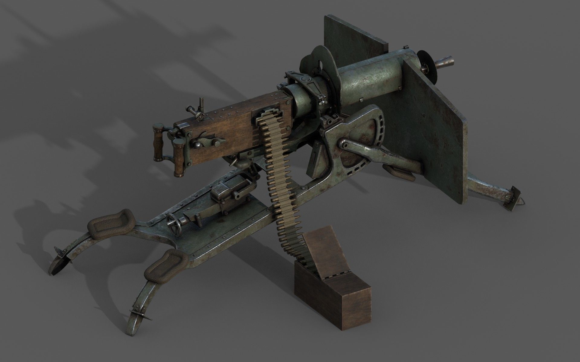 Maschinengewehr 08 -MG08 Low-poly 3D model_6