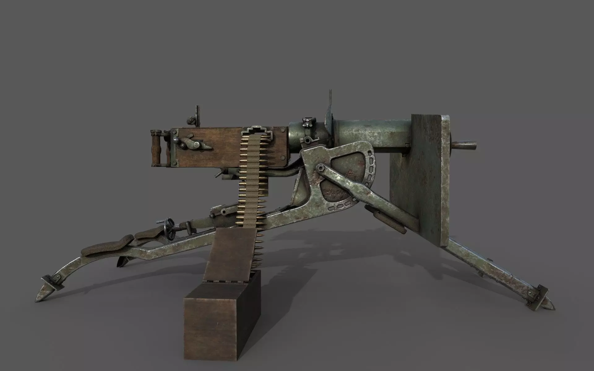 Maschinengewehr 08 -MG08 Low-poly 3D model_0