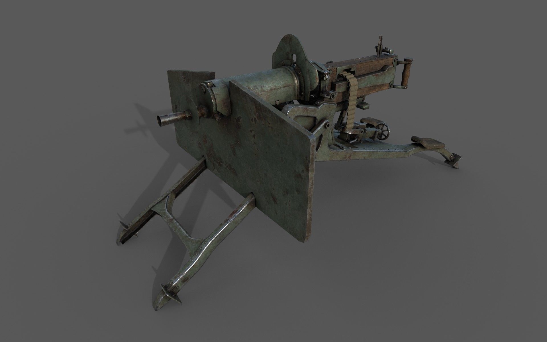 Maschinengewehr 08 -MG08 Low-poly 3D model_2
