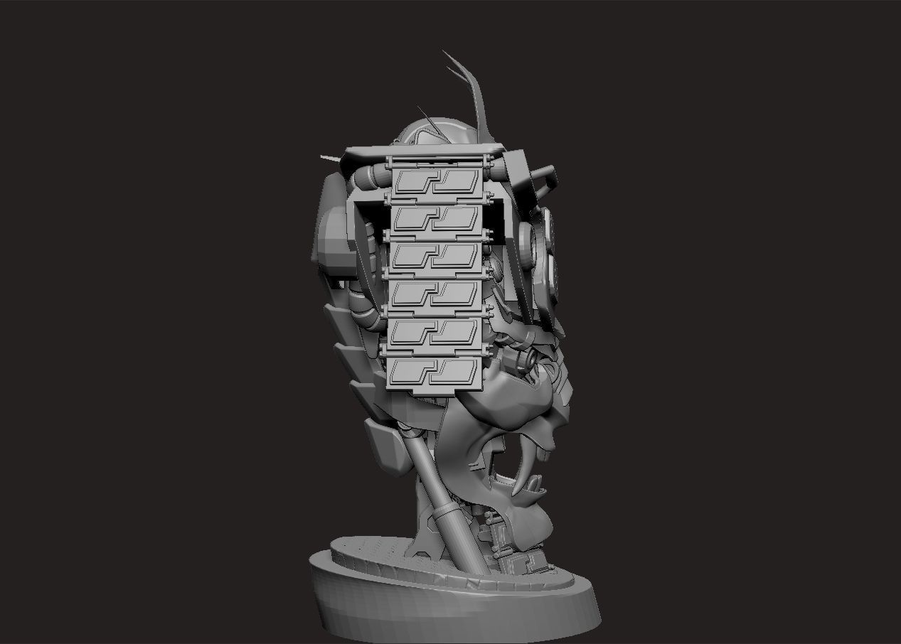 mecha robot samurai torso statue 3D print model_5