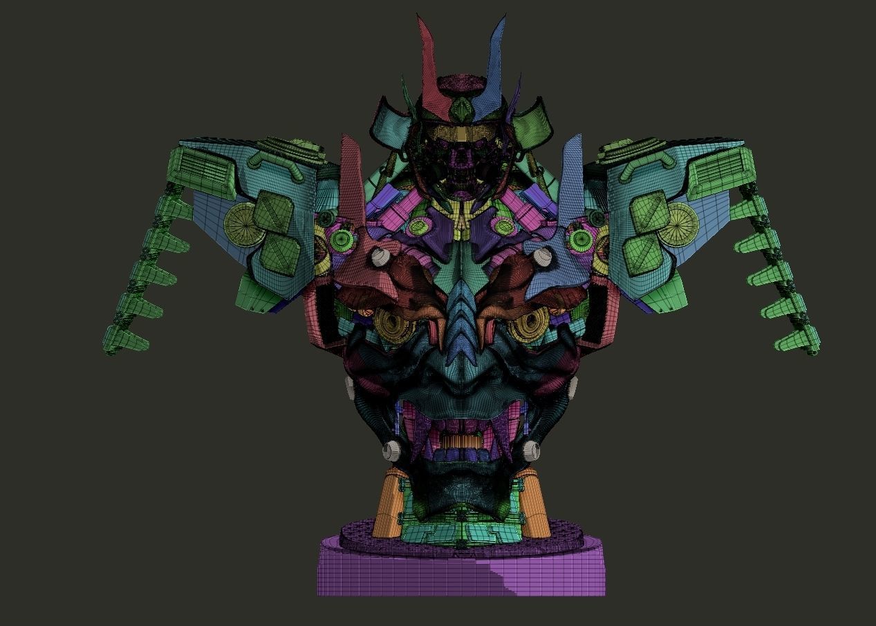 mecha robot samurai torso statue 3D print model_1