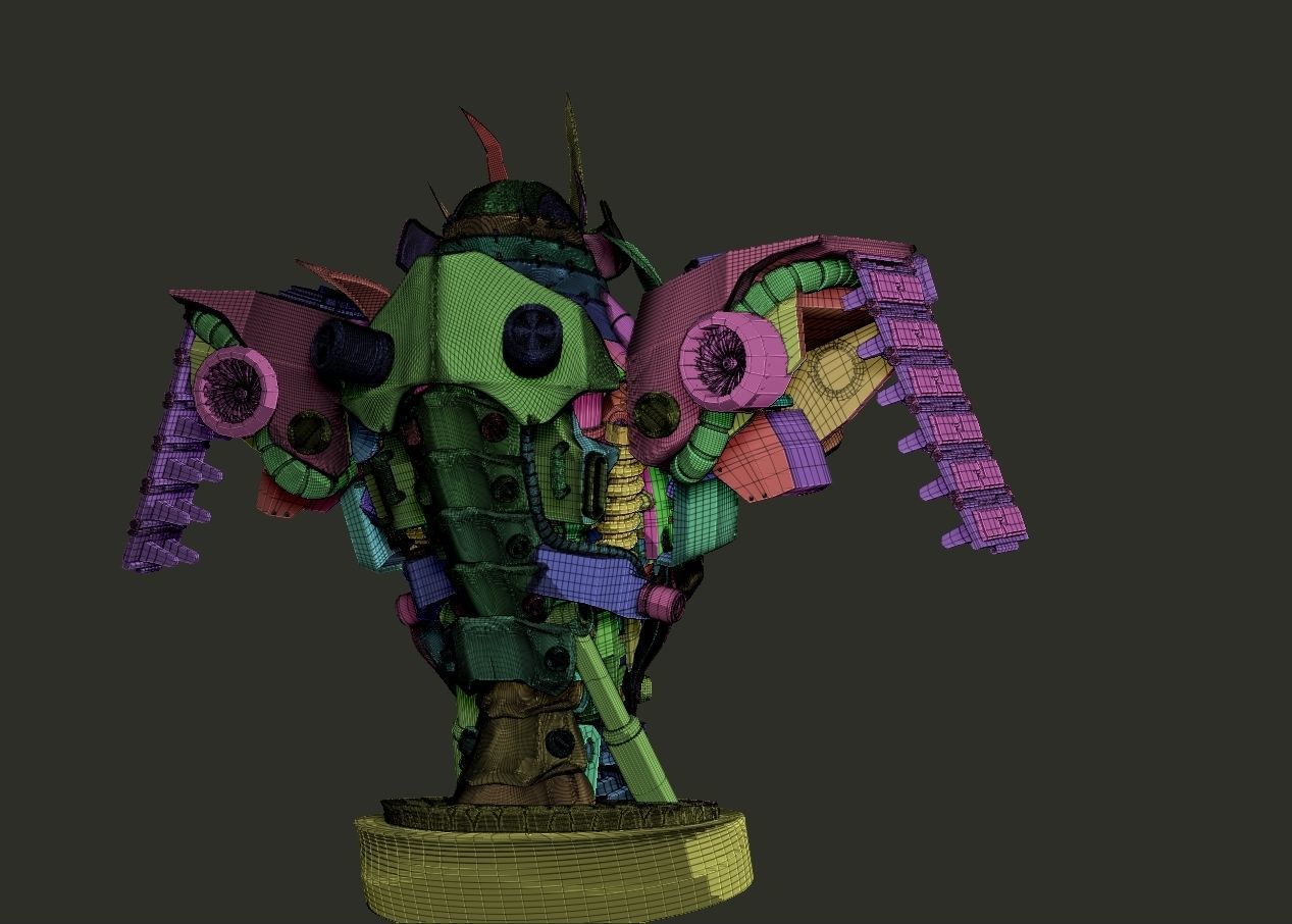 mecha robot samurai torso statue 3D print model_2