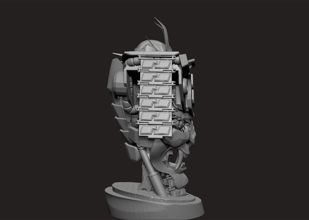 mecha robot samurai torso statue 3D print model_6