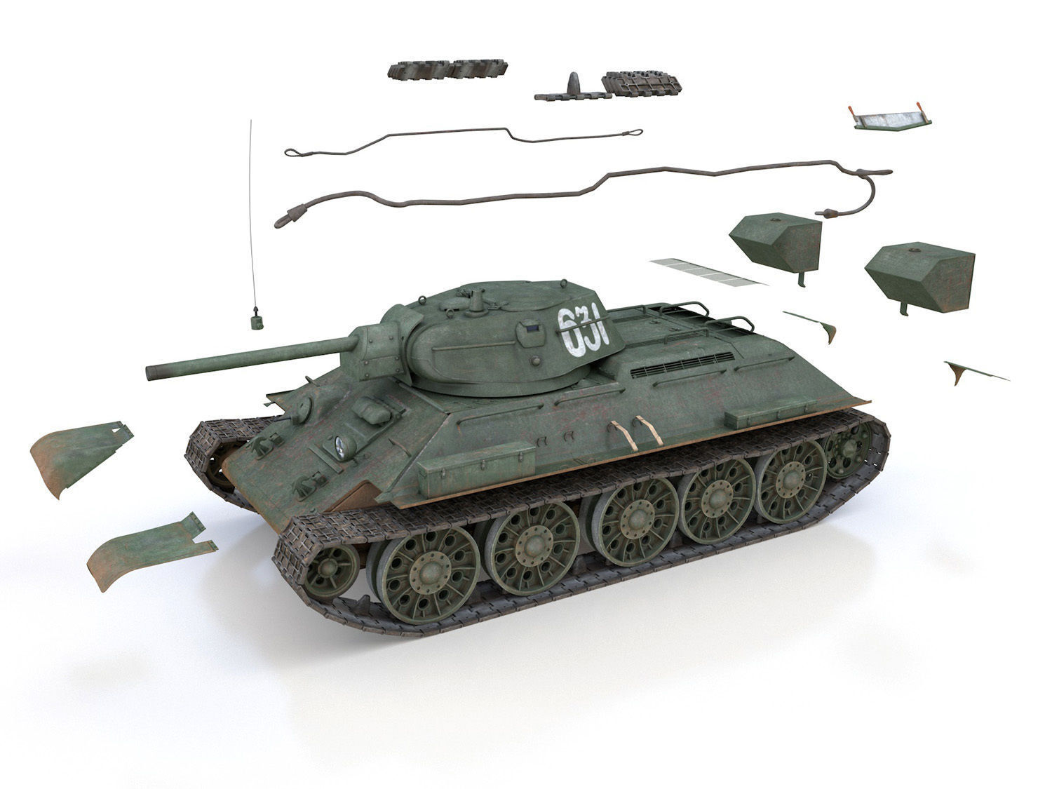 T-34-76 - Model 1942 - Soviet medium tank - 631 3D model_12