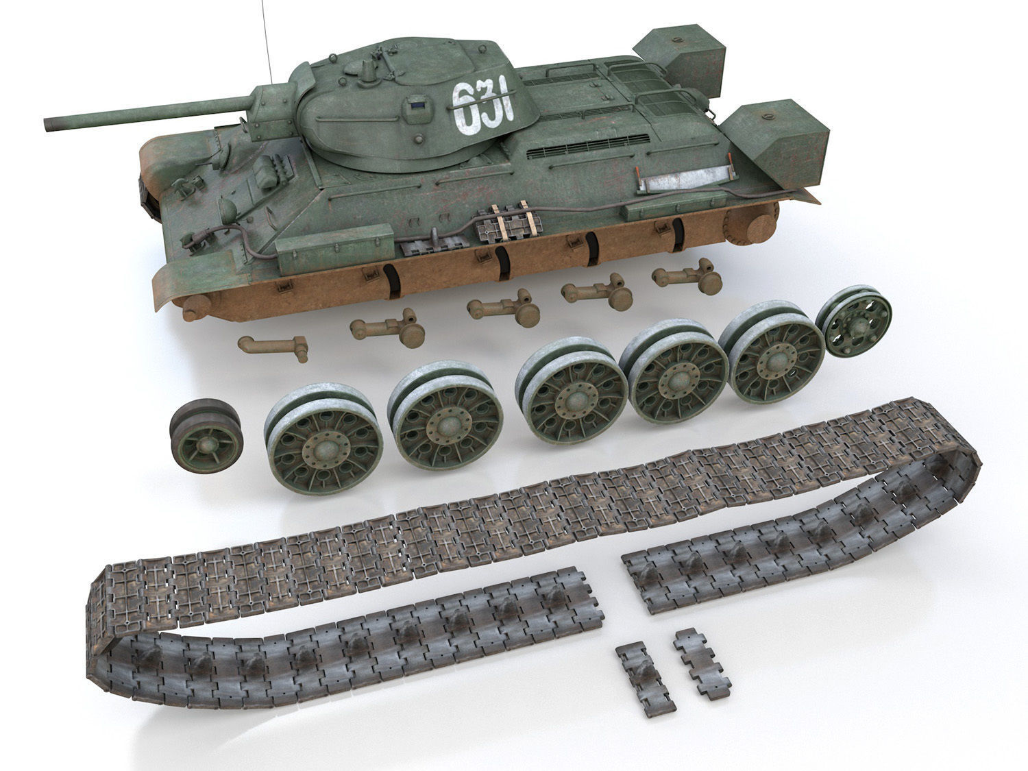 T-34-76 - Model 1942 - Soviet medium tank - 631 3D model_11