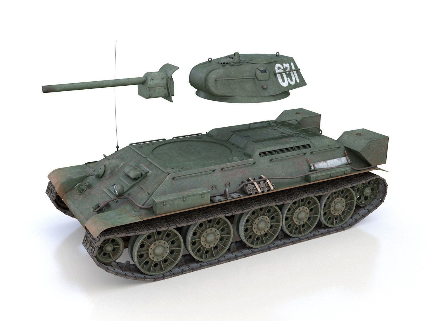 T-34-76 - Model 1942 - Soviet medium tank - 631 3D model_10
