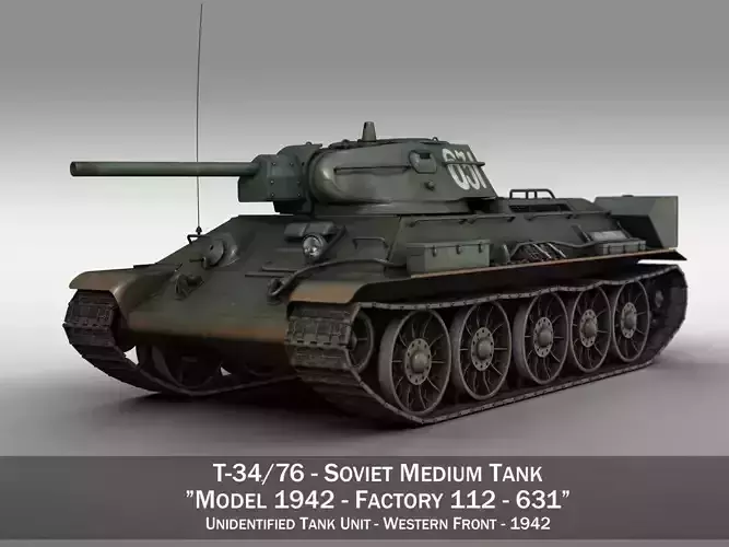 T-34-76 - Model 1942 - Soviet medium tank - 631 3D model