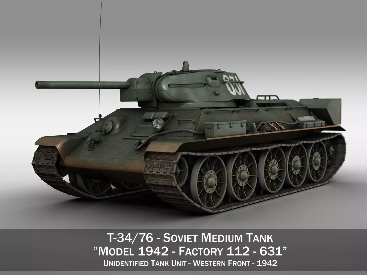 T-34-76 - Model 1942 - Soviet medium tank - 631 3D model_0