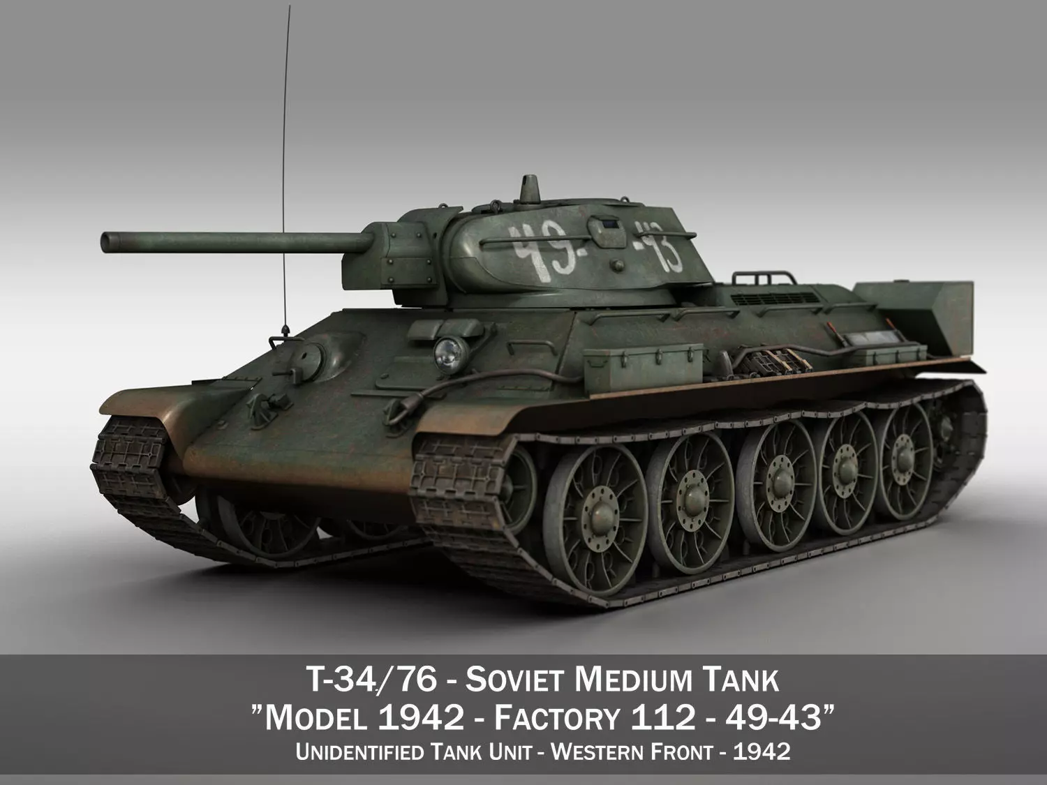 T-34-76 - Model 1942 - Soviet medium tank - 49-43 3D model