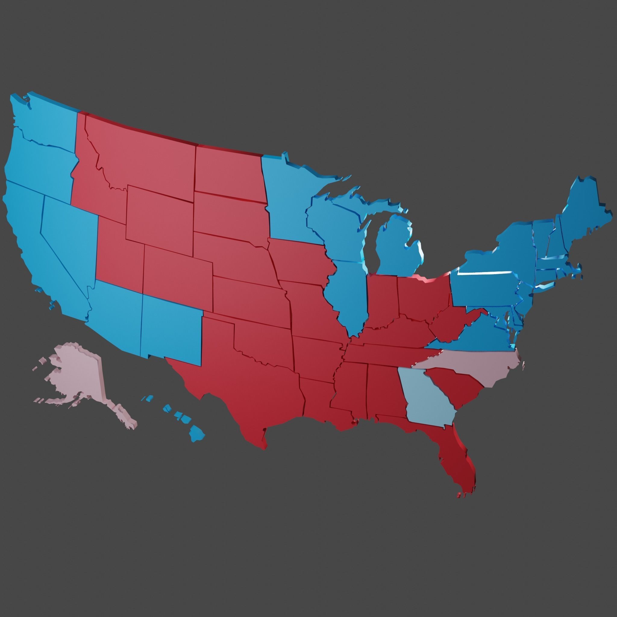 Us Election Map 2020 Low-poly 3D model_5