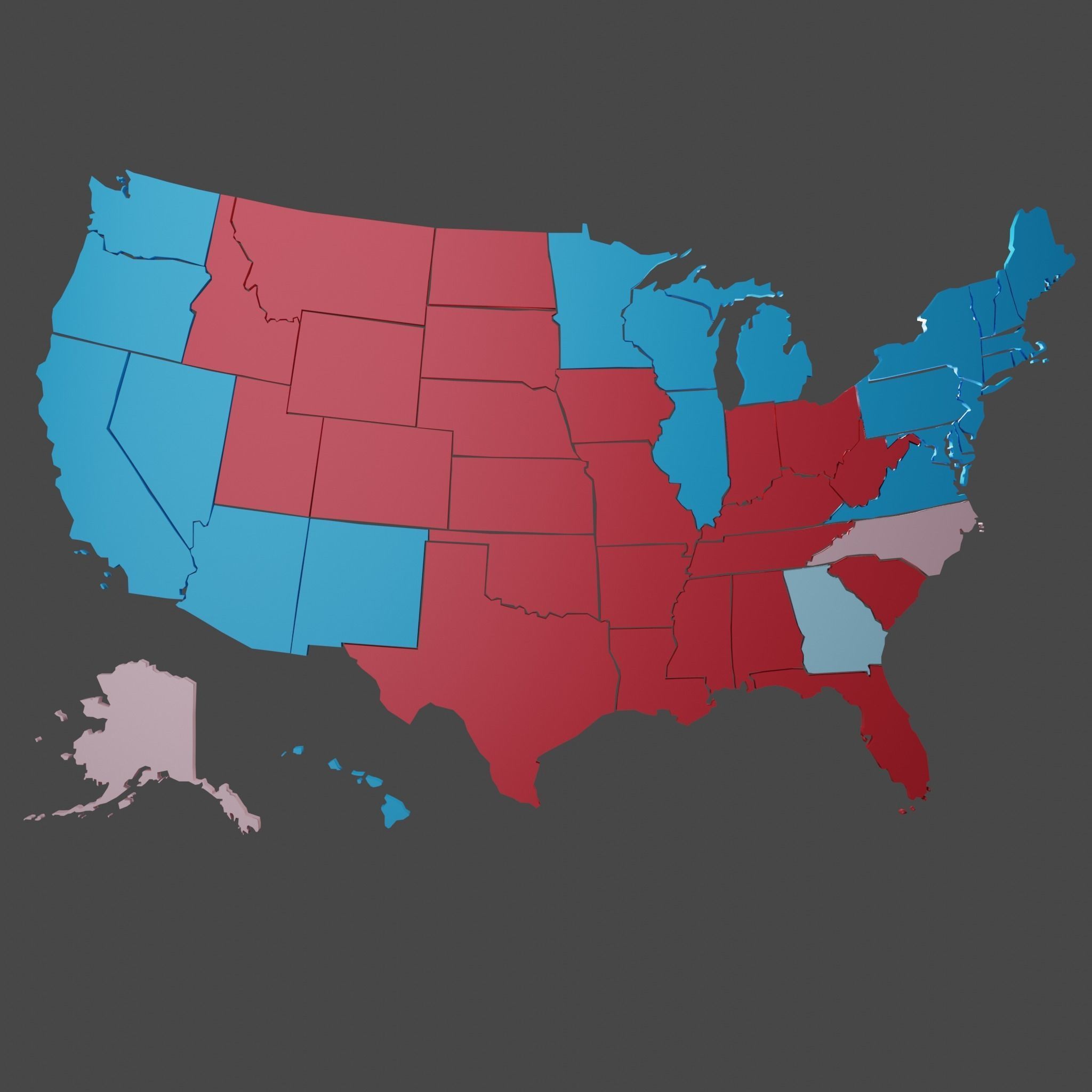 Us Election Map 2020 Low-poly 3D model_3