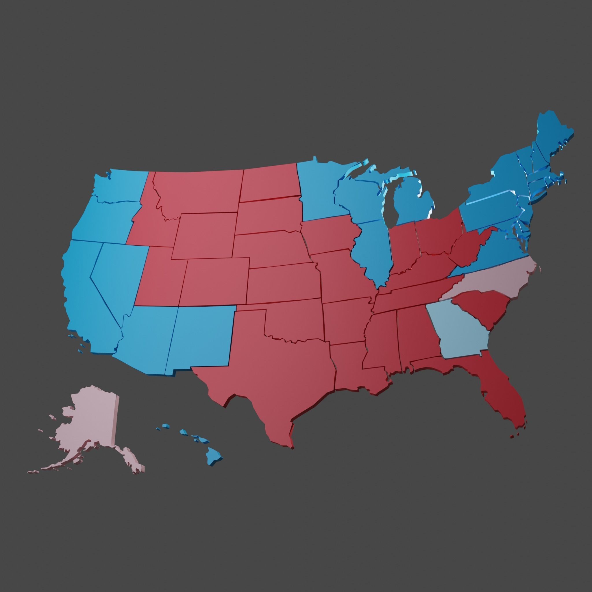 Us Election Map 2020 Low-poly 3D model_1