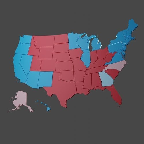 Us Election Map 2020 Low-poly 3D model