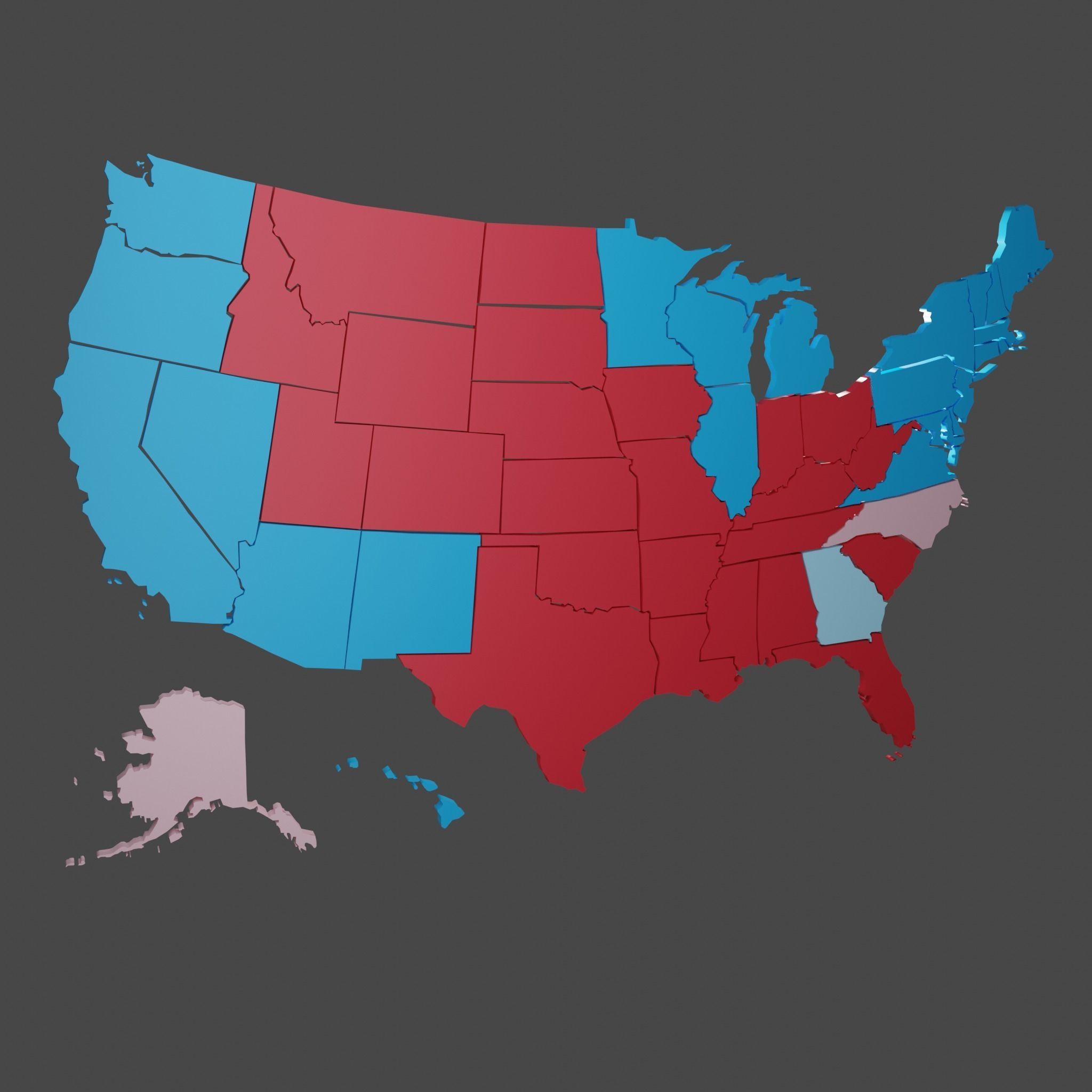 Us Election Map 2020 Low-poly 3D model_2