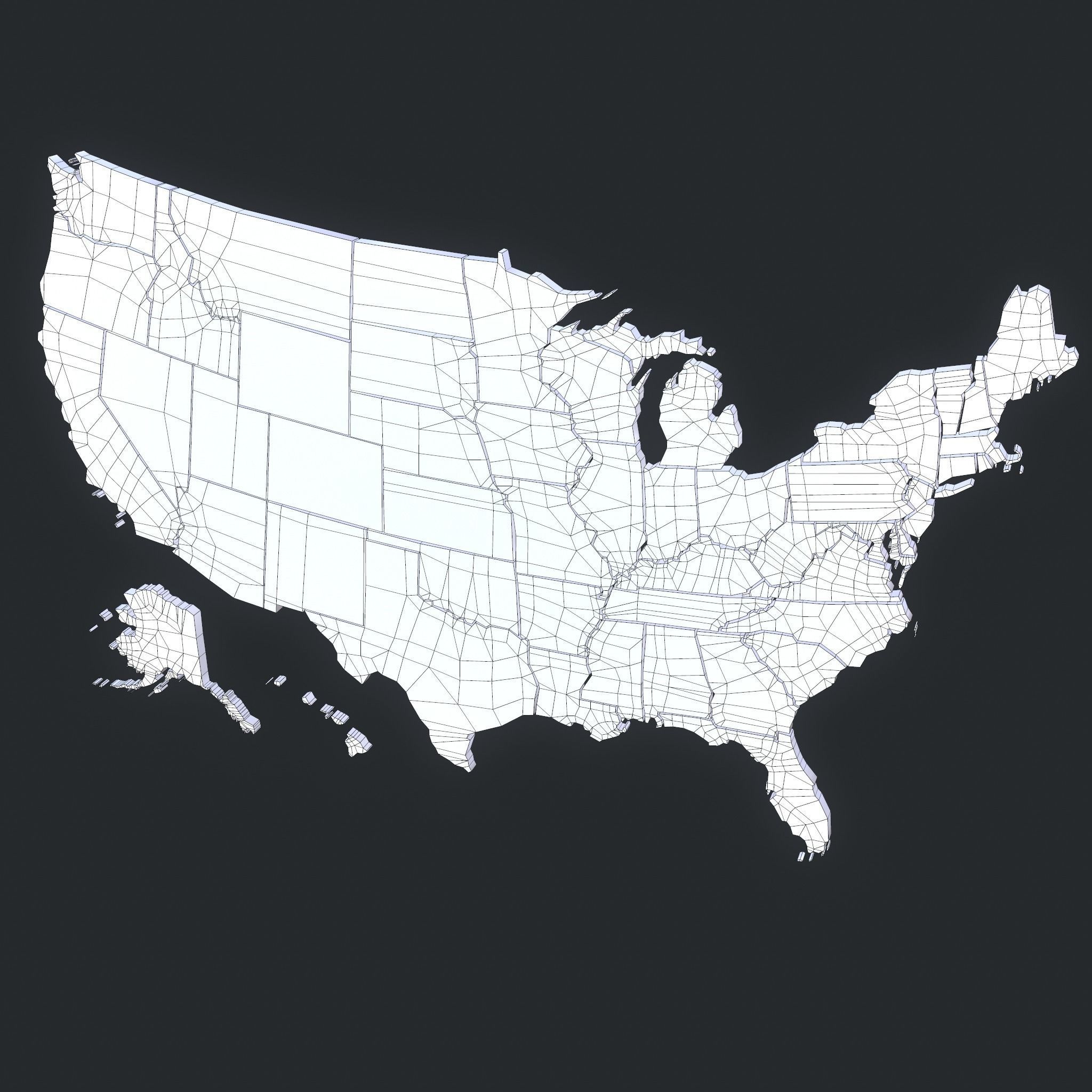 Us Election Map 2020 Low-poly 3D model_6