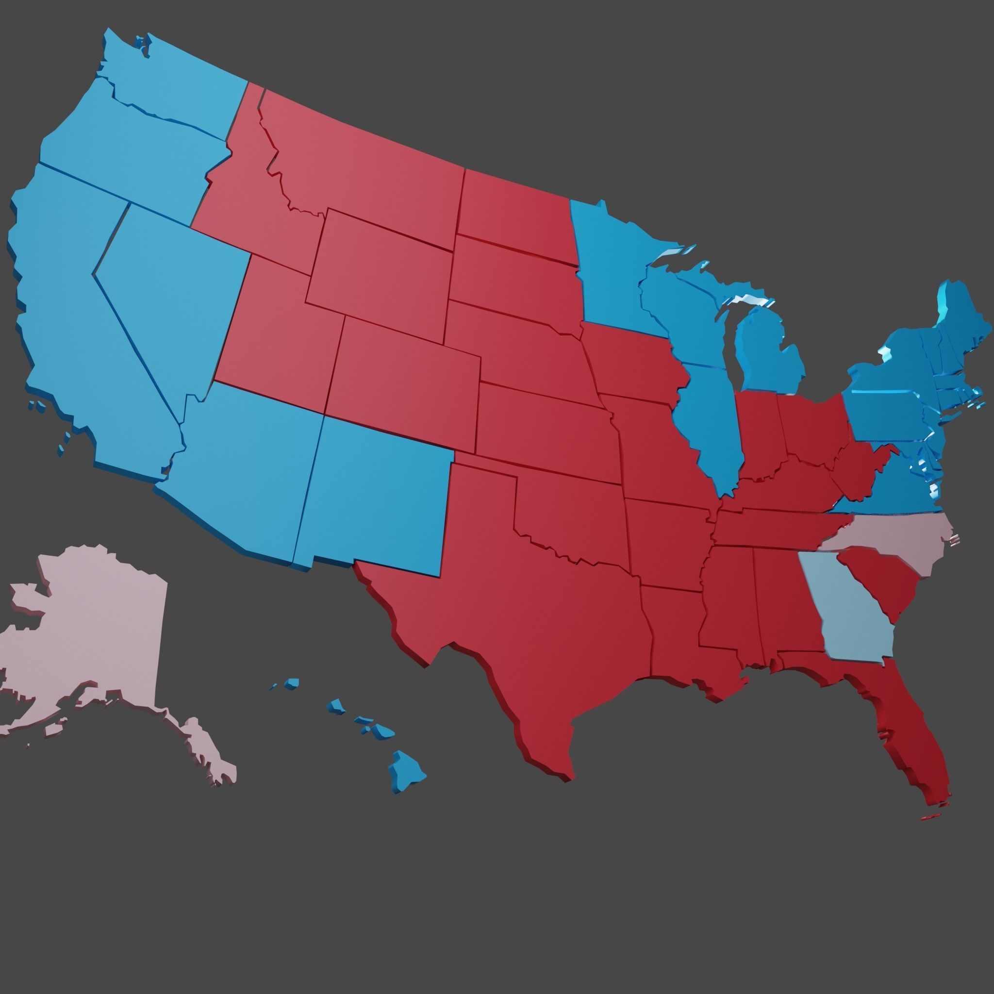 Us Election Map 2020 Low-poly 3D model_4