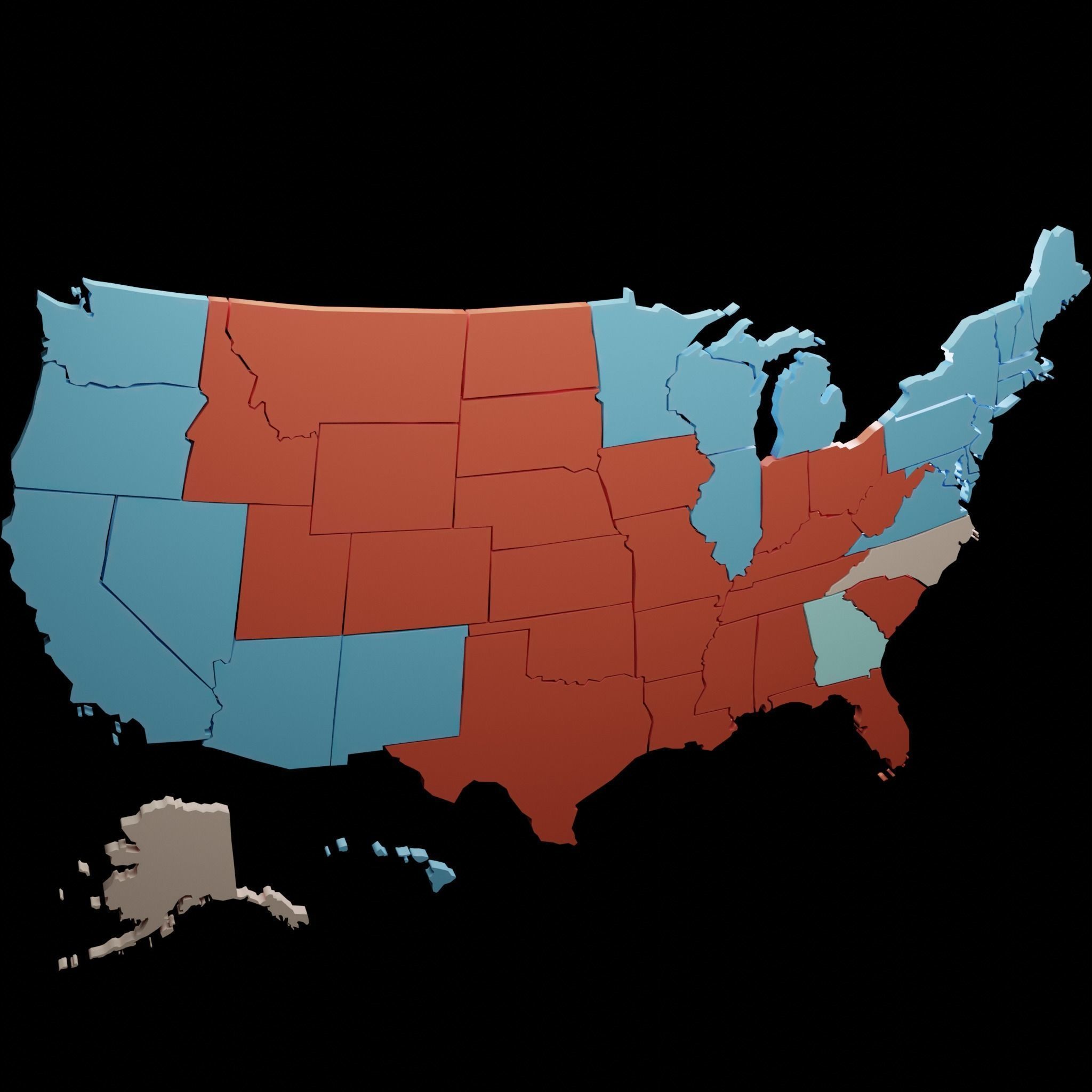 Us Election Map 2020 Low-poly 3D model_3
