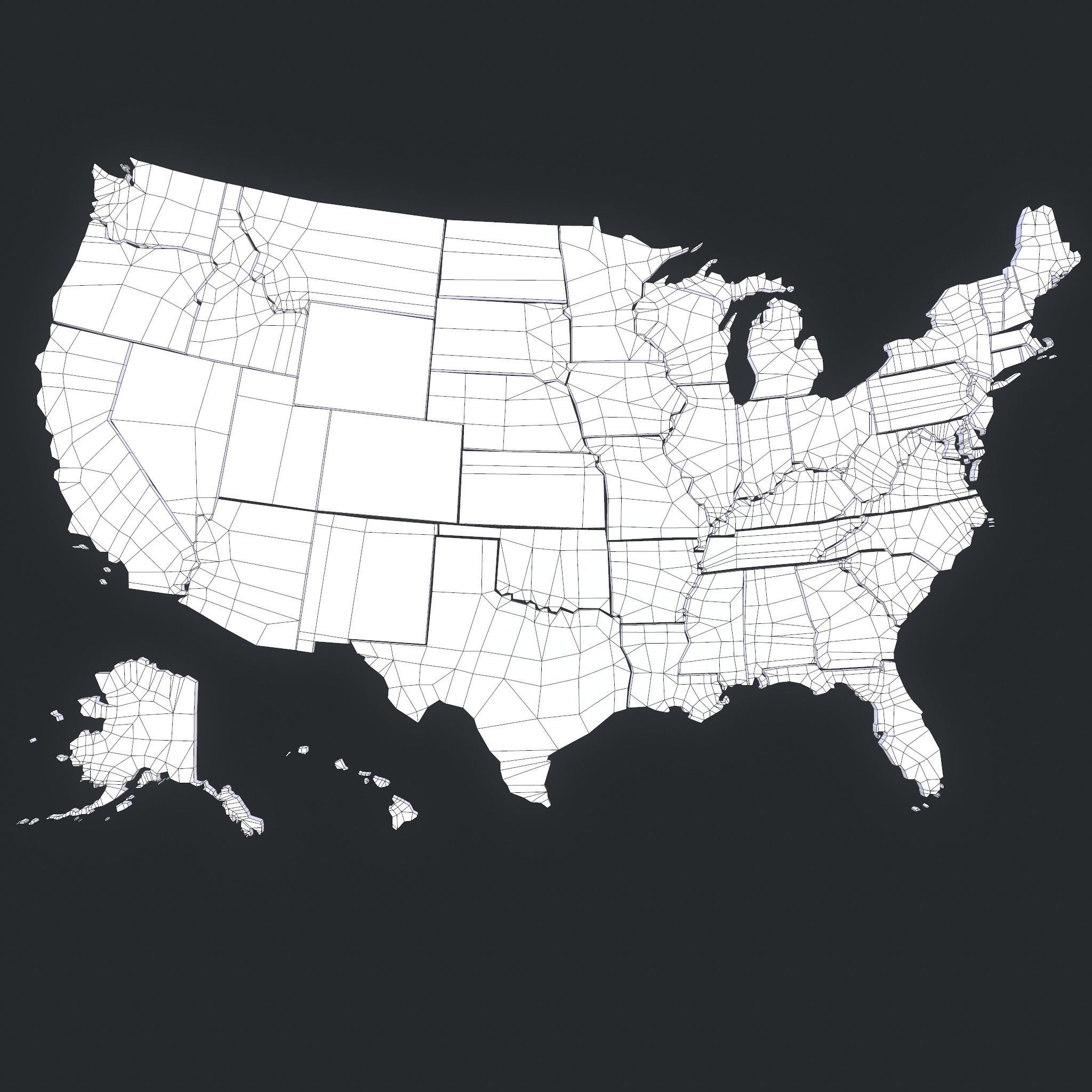 Us Election Map 2020 Low-poly 3D model_7