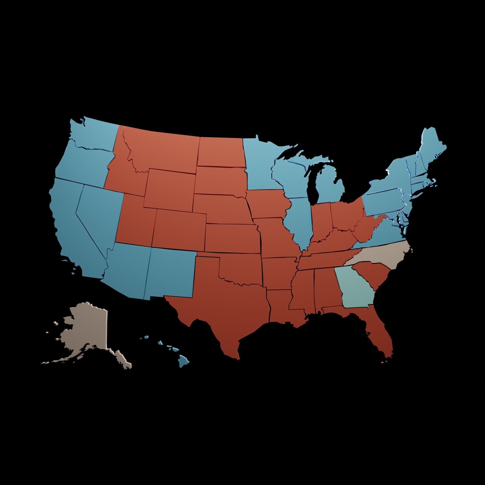 Us Election Map 2020 Low-poly 3D model_1