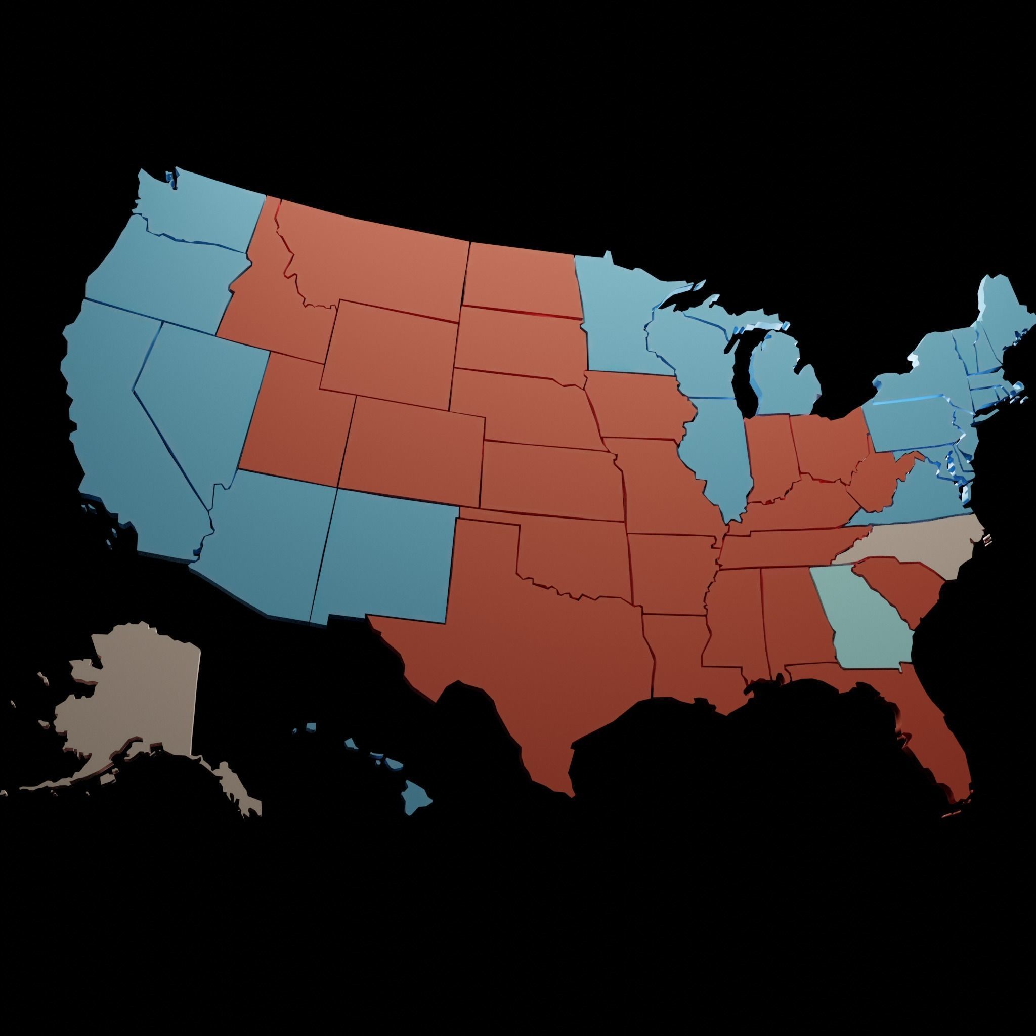 Us Election Map 2020 Low-poly 3D model_4