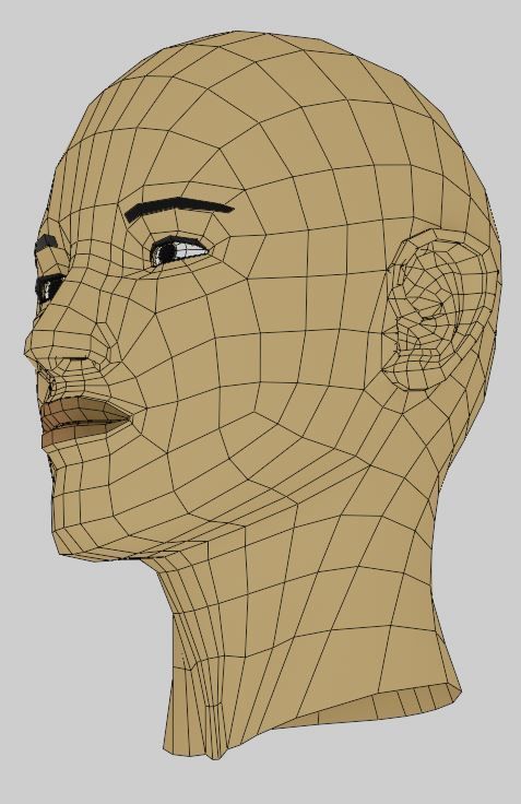 Female Head Simple V2 Low-poly 3D model_2