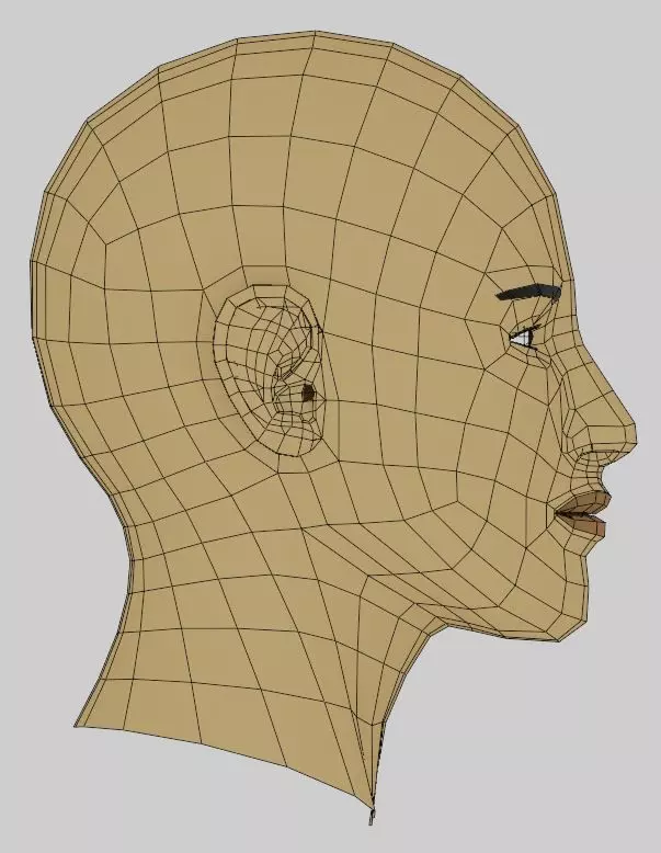 Female Head Simple V2 Low-poly 3D model_0