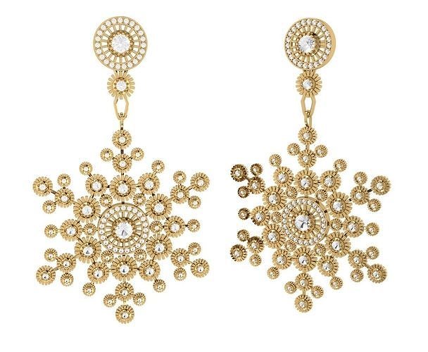 Earrings boutique gorgeous Snowflakes 3D print model