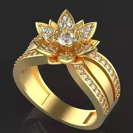 flower ring Silver Gold  Print Silver Gold  Print