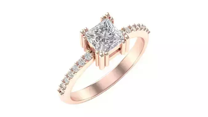 Princess Solitare Ring With Many Prongs