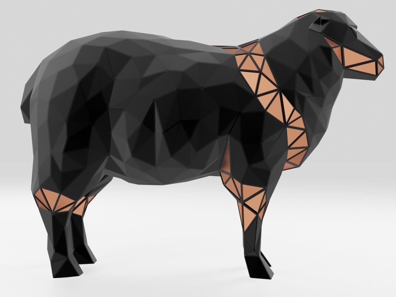 Polygonal Black Sheep Parametric 3D print model_5