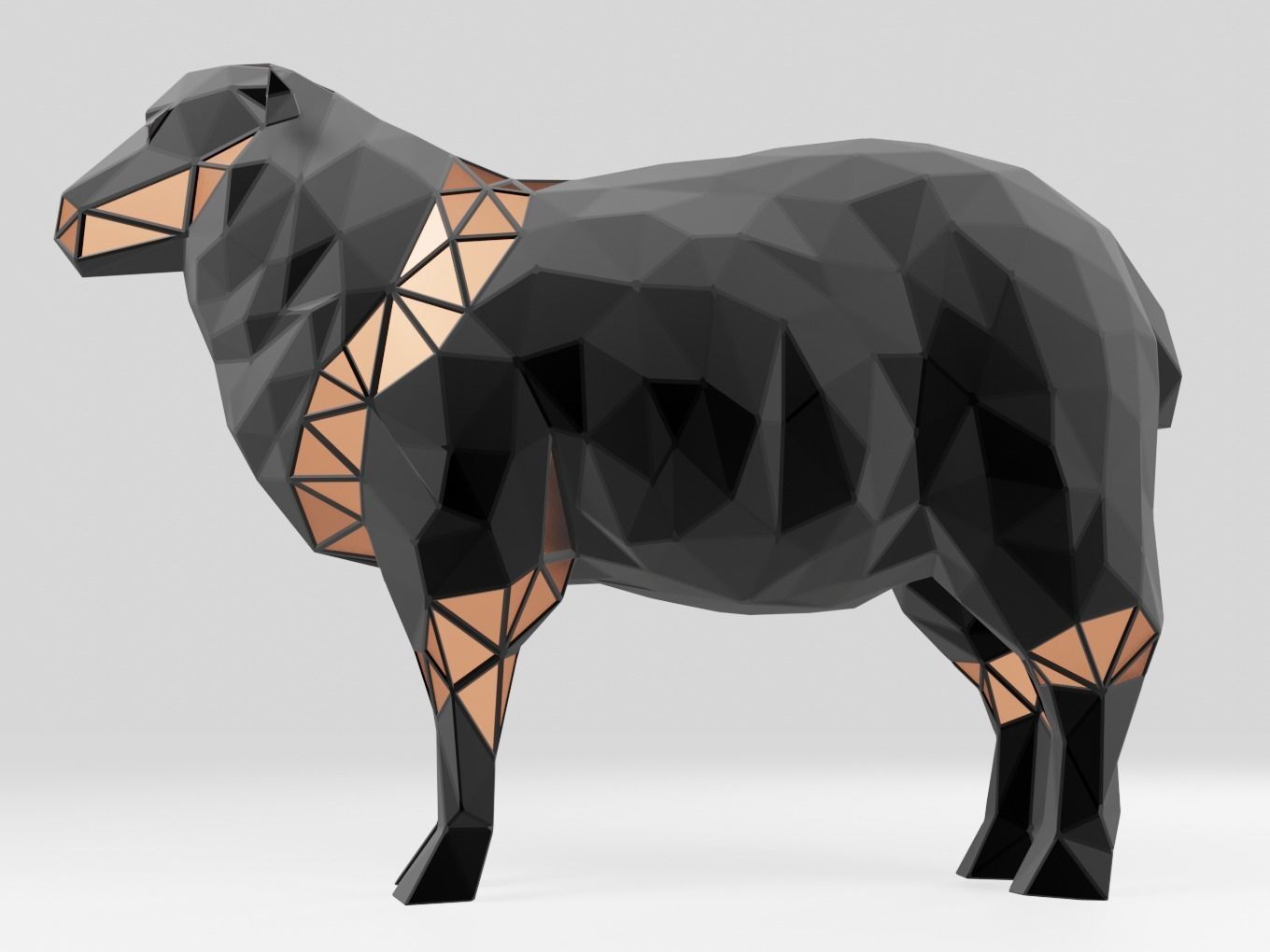Polygonal Black Sheep Parametric 3D print model_1