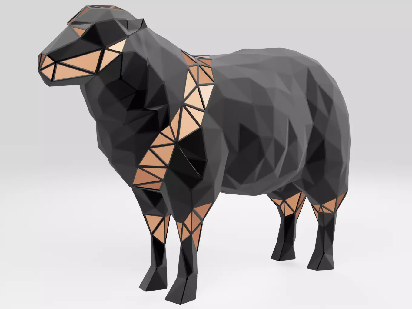 Polygonal Black Sheep Parametric 3D print model_0