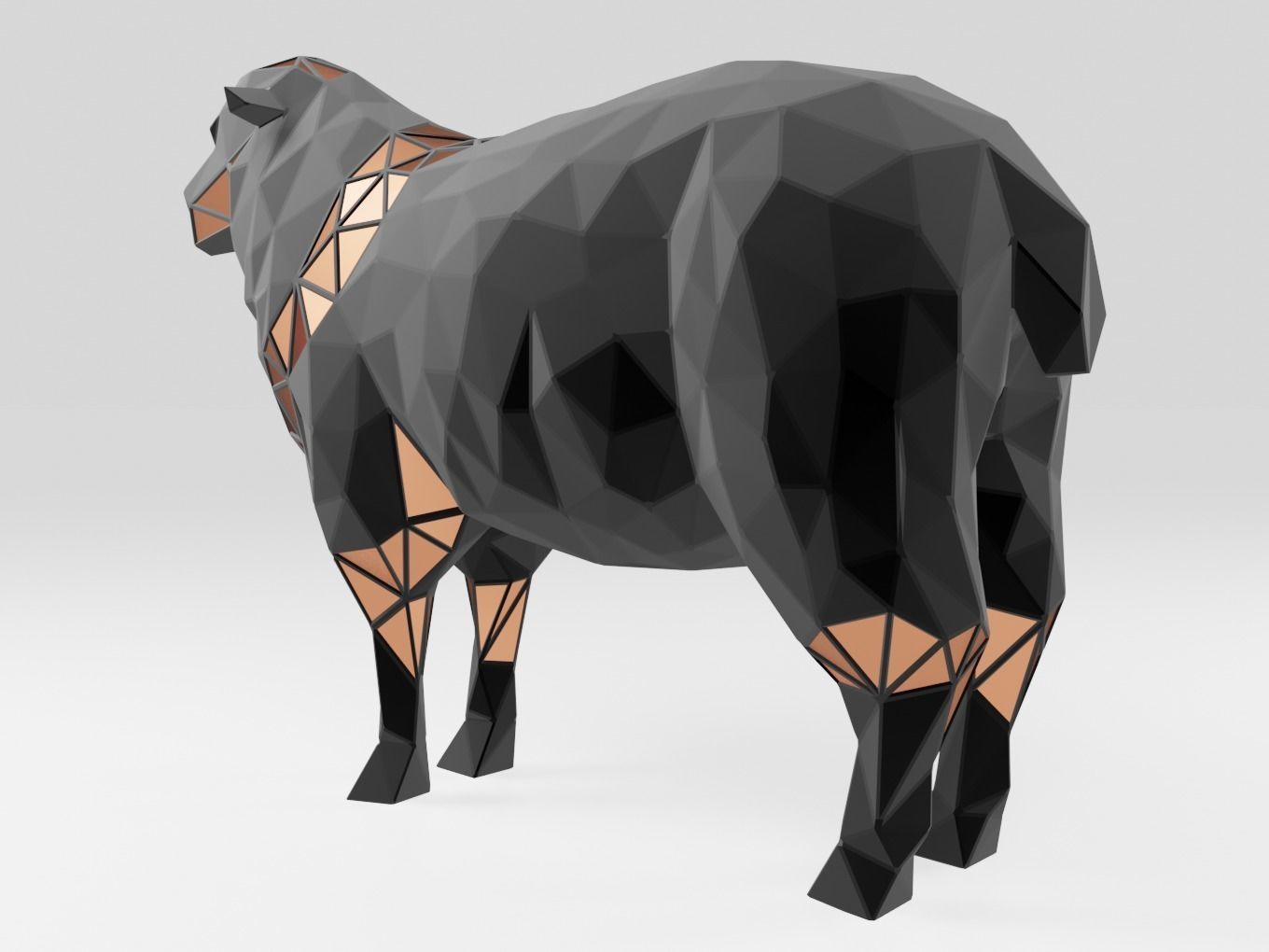 Polygonal Black Sheep Parametric 3D print model_3