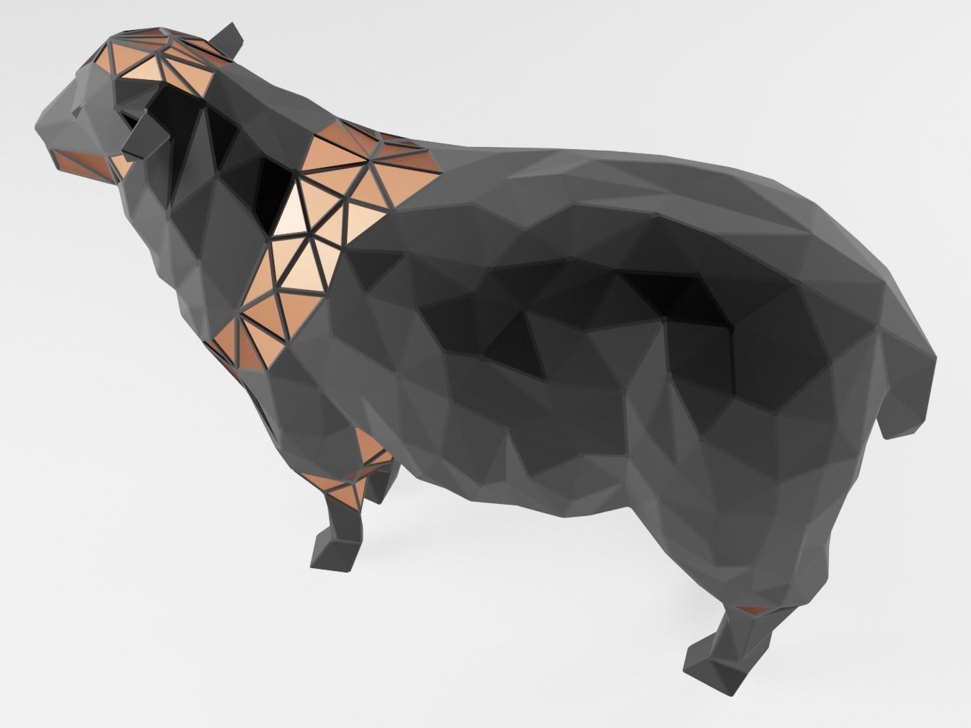 Polygonal Black Sheep Parametric 3D print model_2