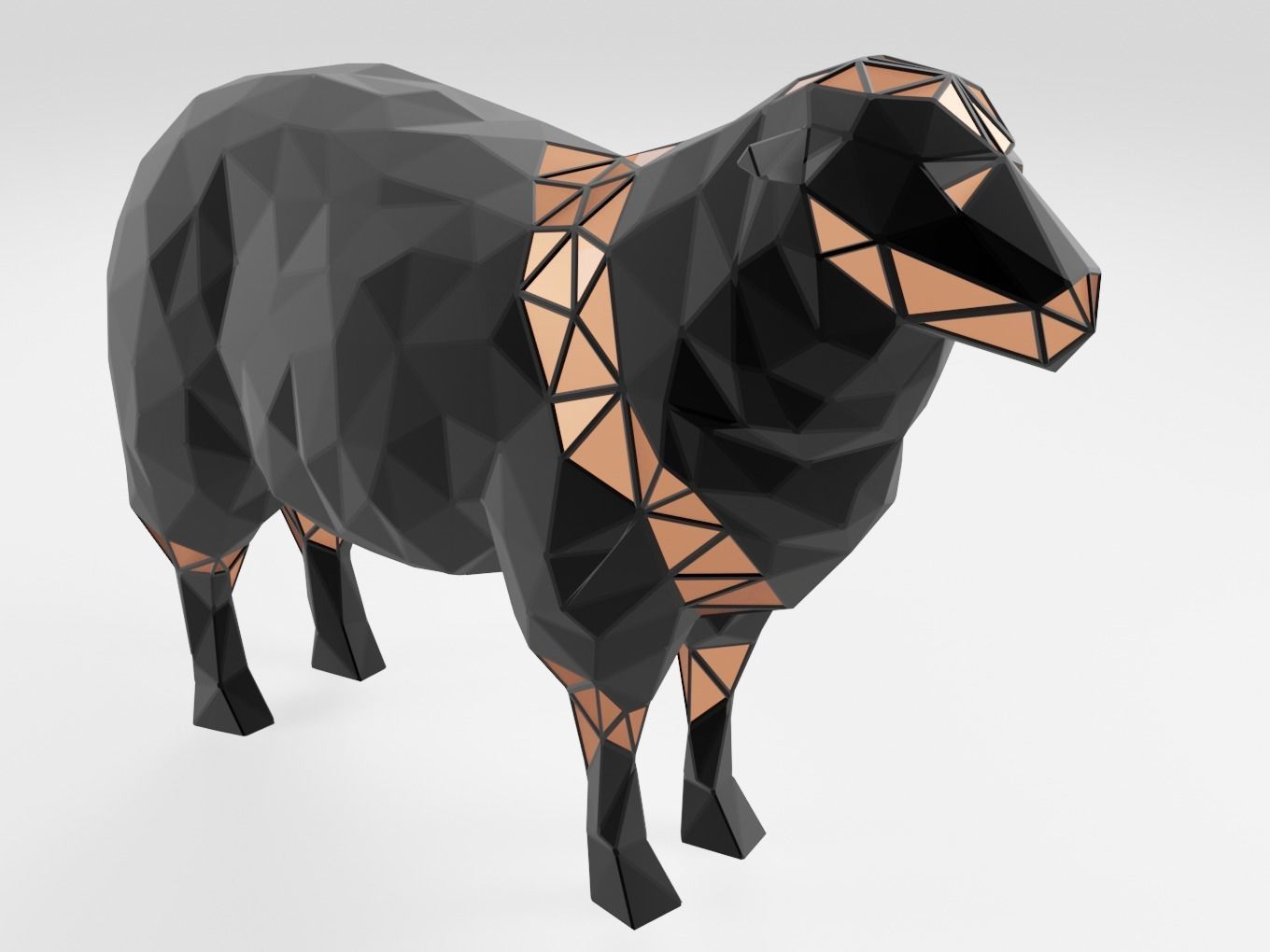 Polygonal Black Sheep Parametric 3D print model_6