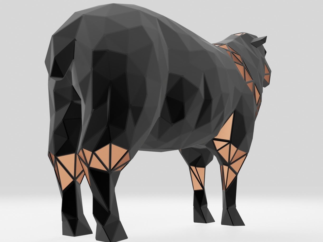 Polygonal Black Sheep Parametric 3D print model_4