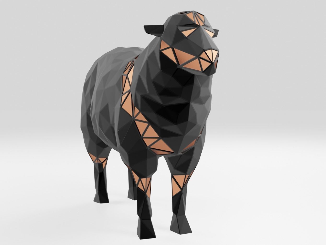 Polygonal Black Sheep Parametric 3D print model_7