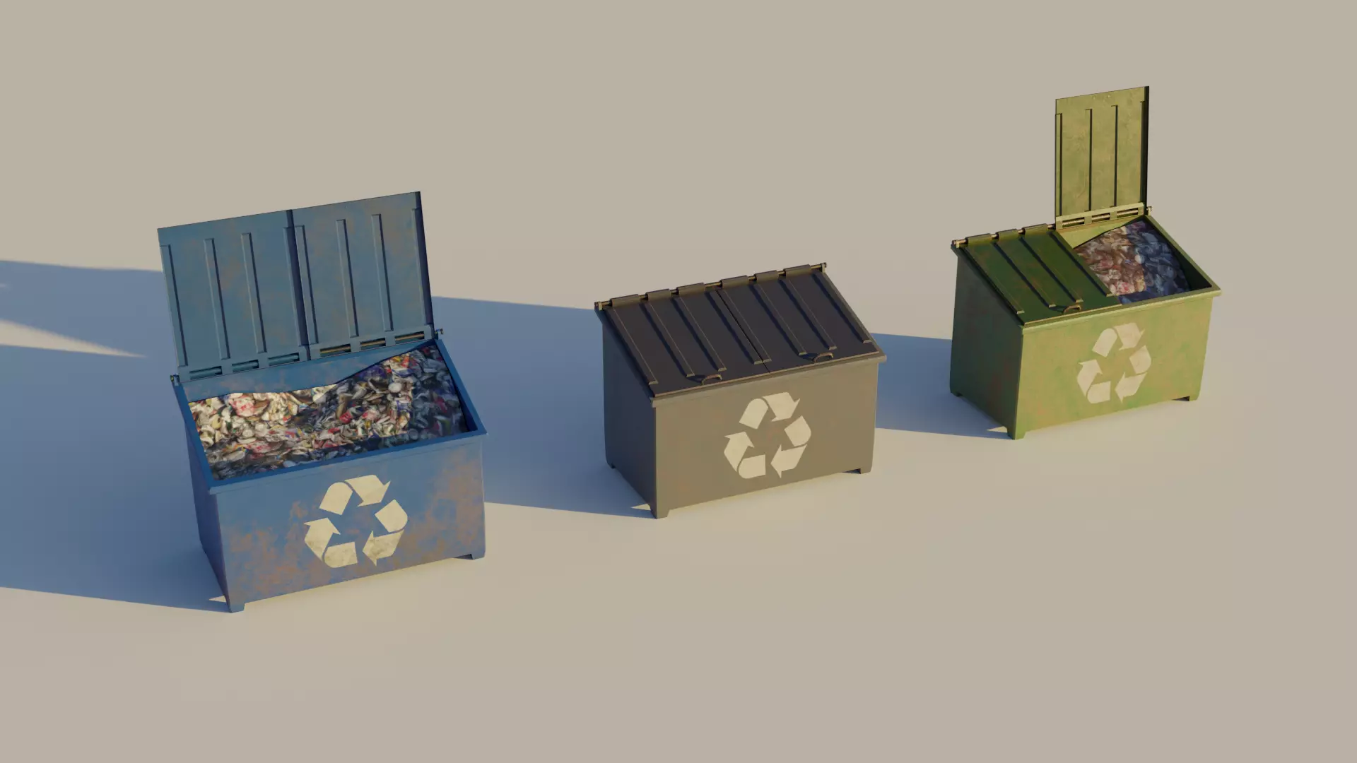 Garbage Container - Street 3D Lowpoly  Trash Dumpster Model Low-poly 3D model_0