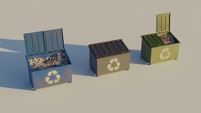 Garbage Container - Street 3D Lowpoly  Trash Dumpster Model Low-poly 3D model