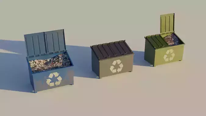 Garbage Container - Street 3D Lowpoly  Trash Dumpster Model Low-poly 3D model