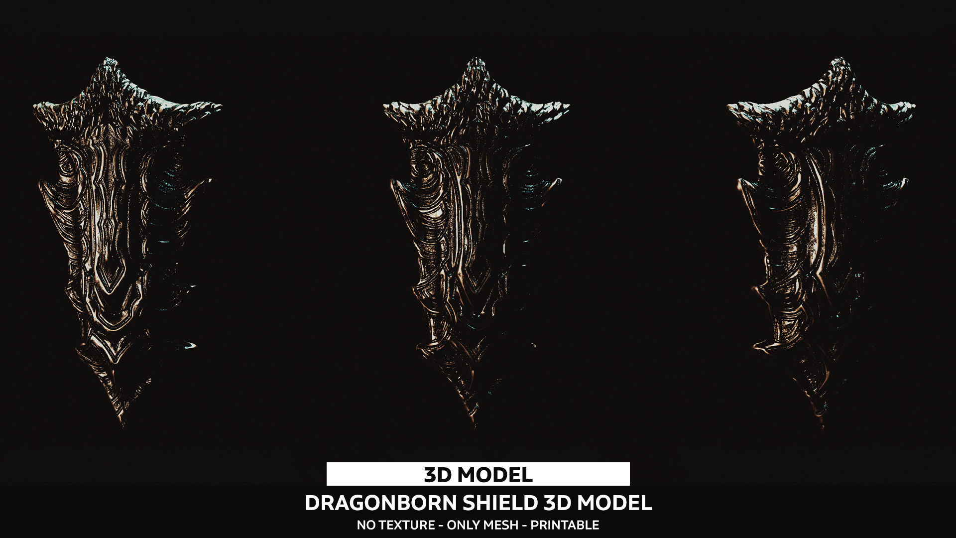 Dragonborn Shield Low-poly 3D model_1